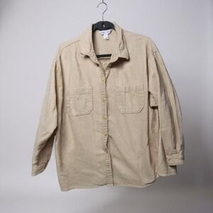 Old Navy The Boyfriend Shirt Beige Speckled Button Down Long Sleeve Women's XL